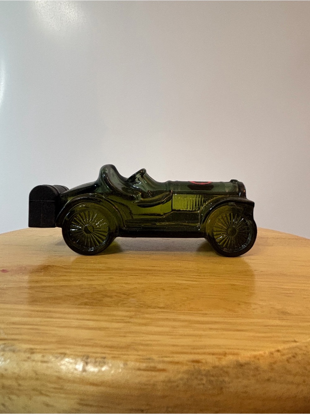Avon Dark Green Glass Racer Car Figurine with Box
